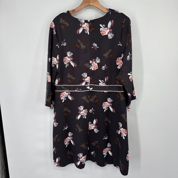 Banana Republic Womens Floral Print Dress Size 14 soft Black Pink - Picture 12 of 14